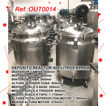 REACTORS DE FABRICACI DE LQUIDS - GELS DE 400 LITRES APROX.