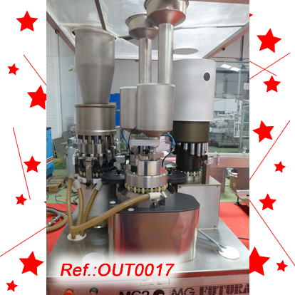 MG2 FUTURA CAPSULE FILLING AND CLOSING MACHINE FOR PELLETS WITH TWO FORMATS WITH ITS SET OF ASPIRATORS