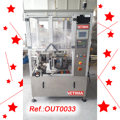 ETIMA VT-3000 LABELLING MACHINE WITH TWO SIDE LABELLING HEADS FOR LABELLING OF TAMPER-EVIDENT LABELS