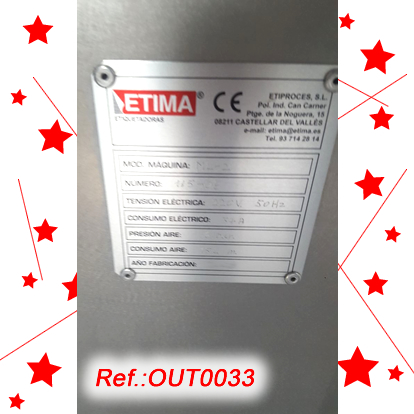 ETIMA VT-3000 LABELLING MACHINE WITH TWO SIDE LABELLING HEADS FOR LABELLING OF TAMPER-EVIDENT LABELS