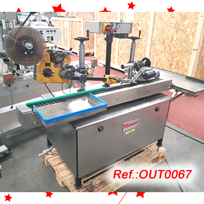 ETIQUETADORA GERMARK TIPUS C-50 GC5010 - GC5000 AMB CAPAL SUPERIOR MUNTAT SOBRE UNA CINTA DE RODETS