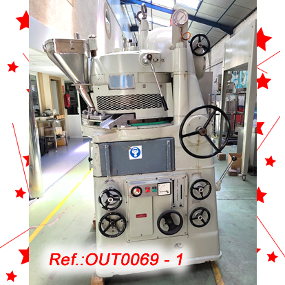 MANESTY RS-3 MODEL 20 STATION TABLET PRESS WITH PRECOMPRESSION AND WITH ONE SET OF ROUND 28.4mm DIAMETER PUNCHES