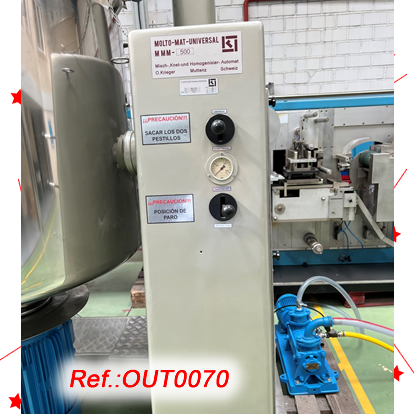 REACTOR DE FABRICACI DE CREMES MOLTO MAT UNIVERSAL MODEL MMU-500 DE 500 LITRES APROX. AMB CAMISA DAIGUA CALENTA