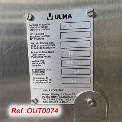 TERMOFORMADORA - SEGELLADORA ULMA MODEL TF-2000 AMB EL FORMAT QUE T EN AQUESTS MOMENTS