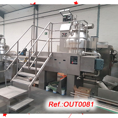 EQUIP GRANULADOR NIRO FIELDER PMA-400 AMB CAMISA DAIGUA CALENTA, ESTRUCTURA, QUADRE ELCTRIC I ESCALA