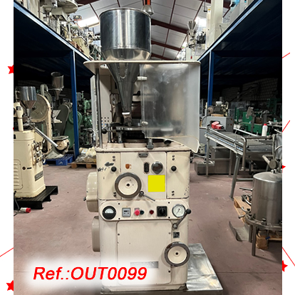 MQUINA DE COMPRIMIR ROTATIVA KILIAN MODEL RT-224 DE 24 ESTACIONS AMB CARREGADOR DE PRODUCTE PER CAIGUDA LLIURE