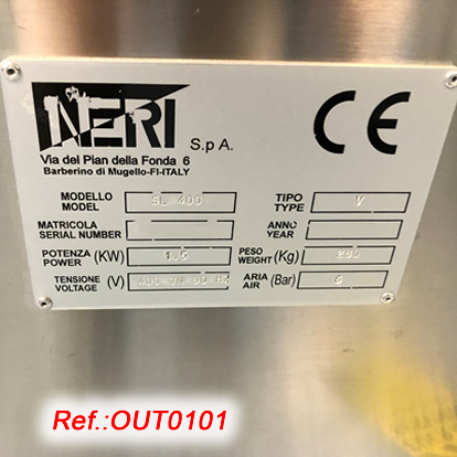 NERI MODEL SL-400 TYPE V LABELLING MACHINE WITH UPPER LABELLING HEAD FOR KITS OR BOXES